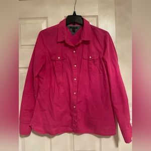 Pink Long Sleeve Button-Up Tommy Hilfiger TopSize XL